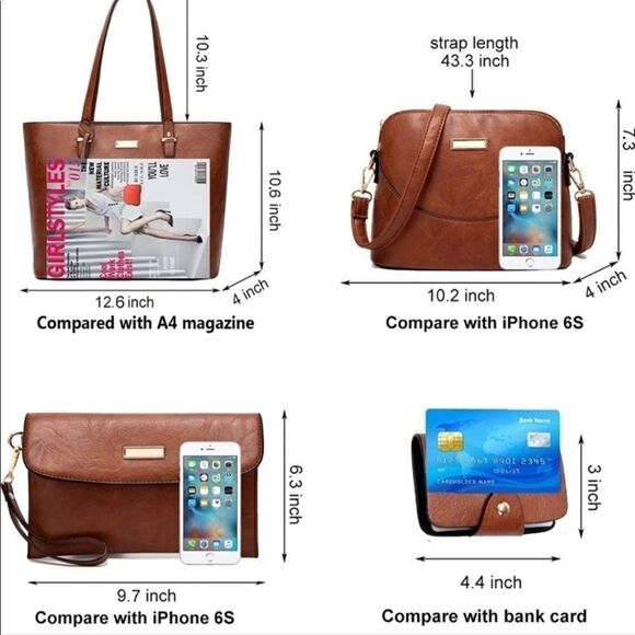 4 Piece Set NEW Tote Bags Wallets Satchel Tote Bags - Picture 6 of 13